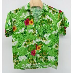 Beachwear Hawaiian Shirt Men's Size L‎ 100% Rayon Floral Tropical Beach Aloha